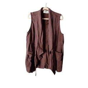 Daytrip Open Front Cinch Waist Vest Womens Size XS Purple 100% Tencel Lyocell